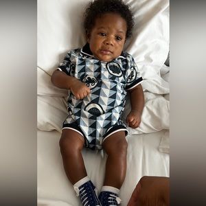 Dolce & Gabbana Kids Blue and White Boys Romper